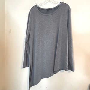 Torrid Top Pullover Tunic Blouse Asymmetrical Stretch Knit Gray Sz 2X Minimalist